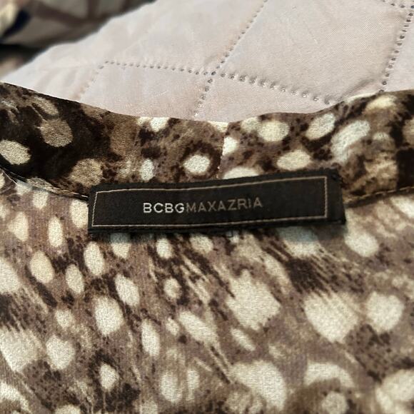 Romantic Fairycore BCBG Max Azria Brown Sheer Long Sleeve Dot Print Dress Large - Picture 3 of 3